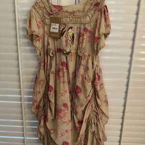 Girls' Floral Dress with Pink Accents